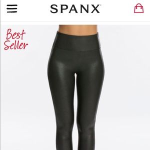 Spanx faux leather leggings petite L